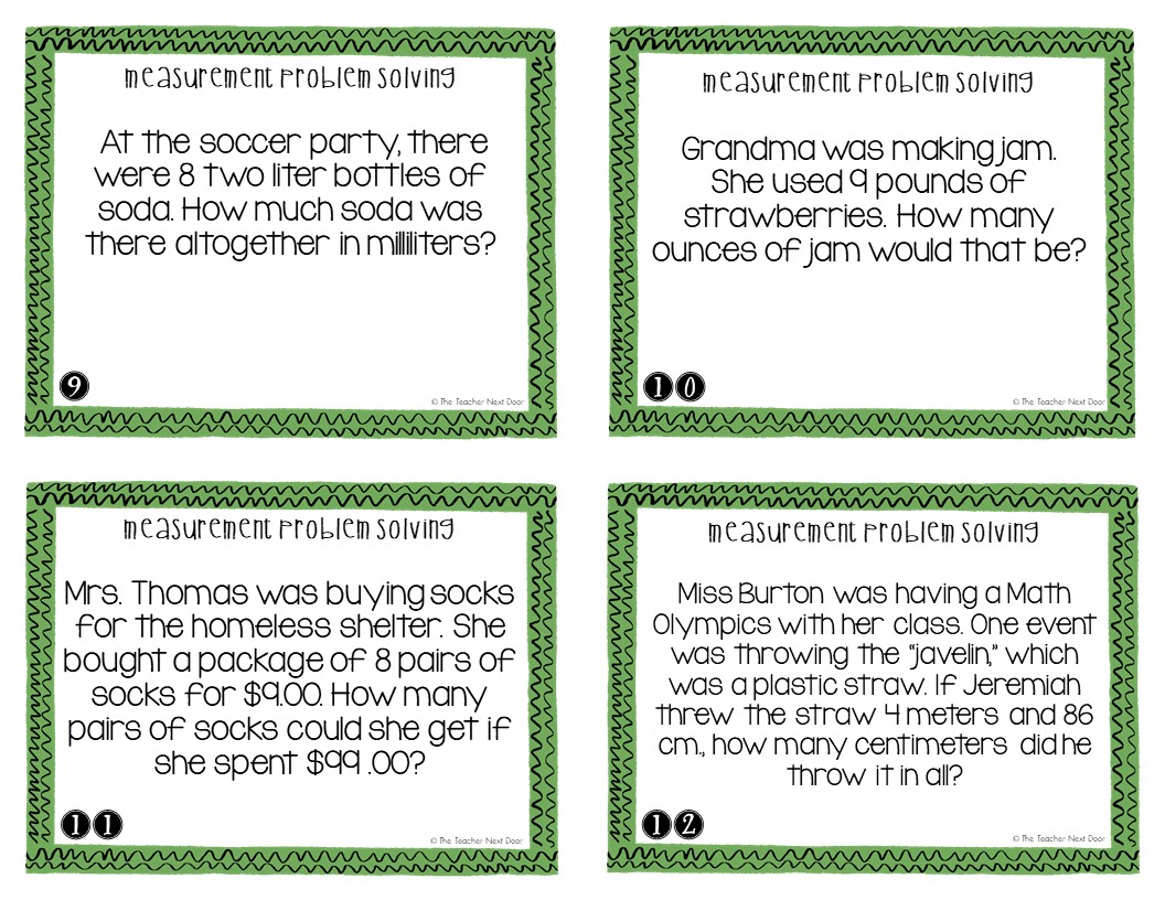 4th Grade Measurement Problem Solving Task Cards The Teacher Next Door