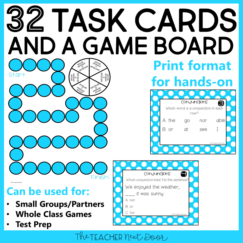 Conjunctions Game Print and Digital The Teacher Next Door