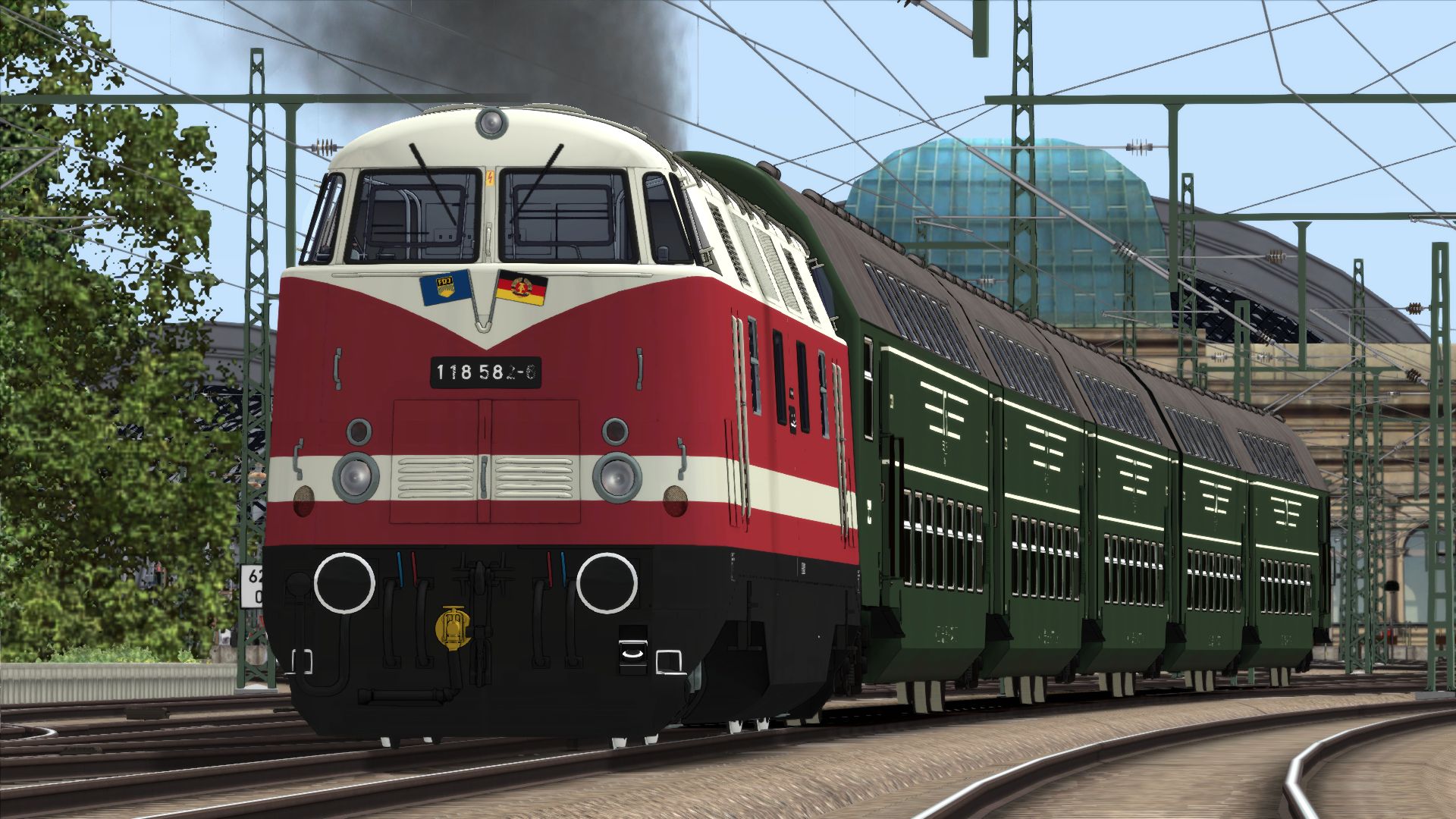 V180 (DR BR 118) am Hauptbahnhof Dresden im Train Simulator 2021 The