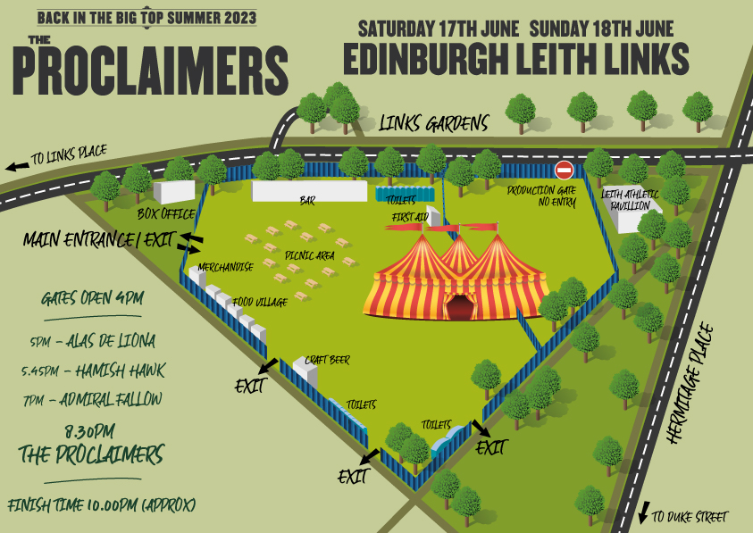 EDINBURGH LEITH LINKS SHOWS INFO The Proclaimers Official