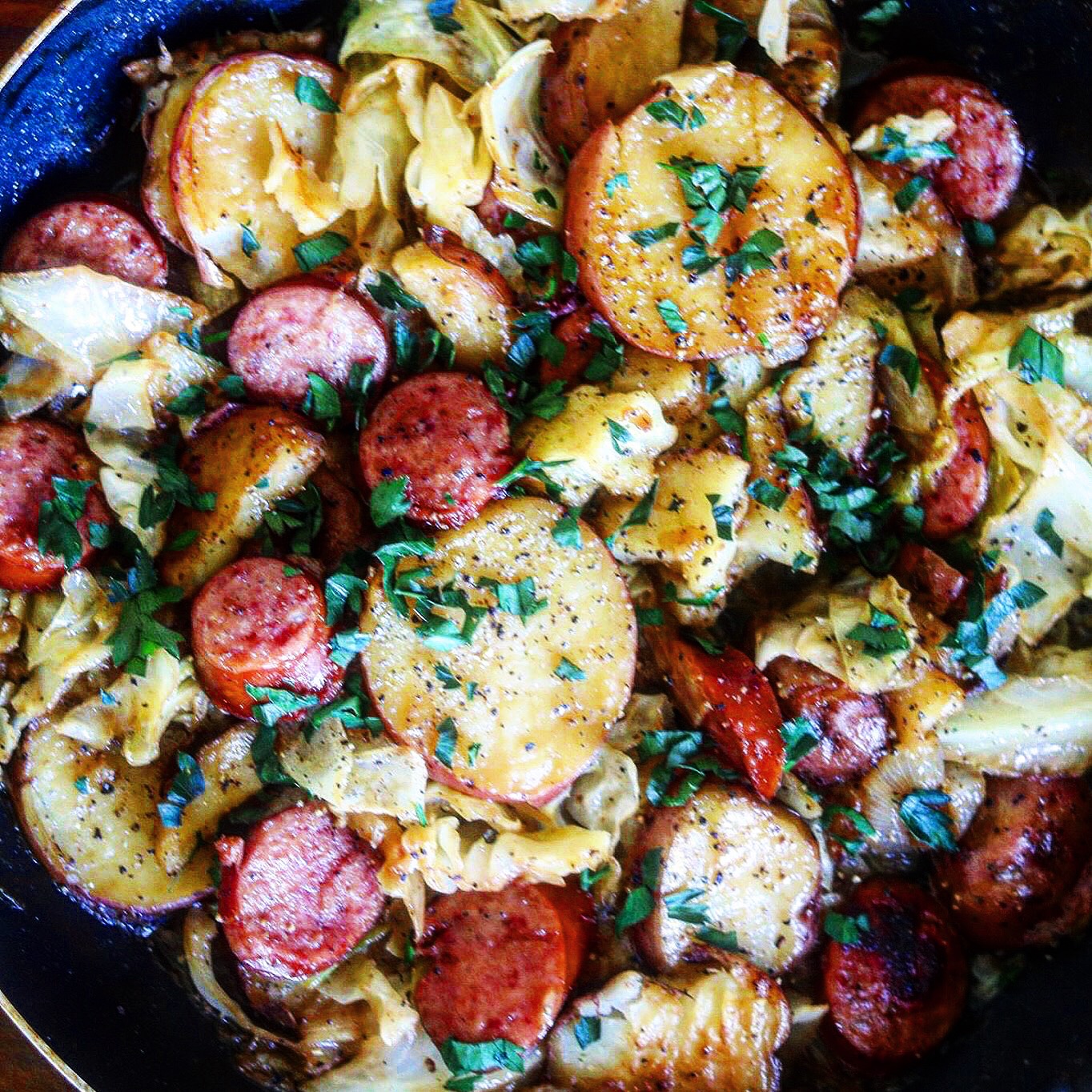 Easy, Delicious Smothered Cabbage with Potatoes and Smoked Sausage