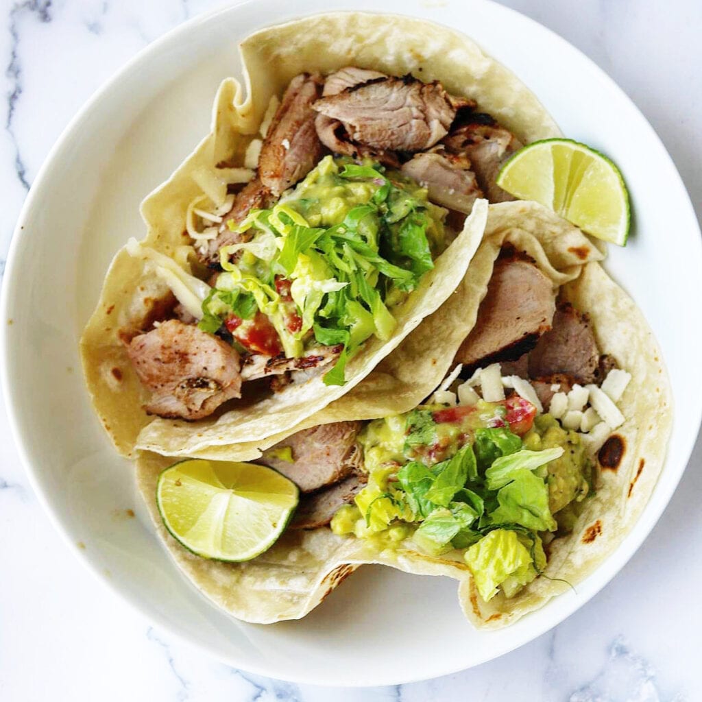 easy mexican spiced pork tenderloin tacos. A cook named Rebecca