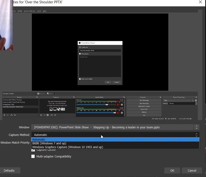 How to add your PowerPoint presentation to your camera with OBS St