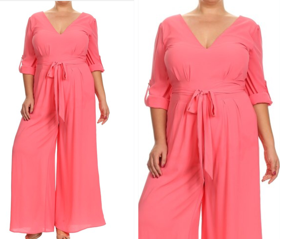 Peach Vneck Jumpsuit The Store of Quality Fashion Items thearamide