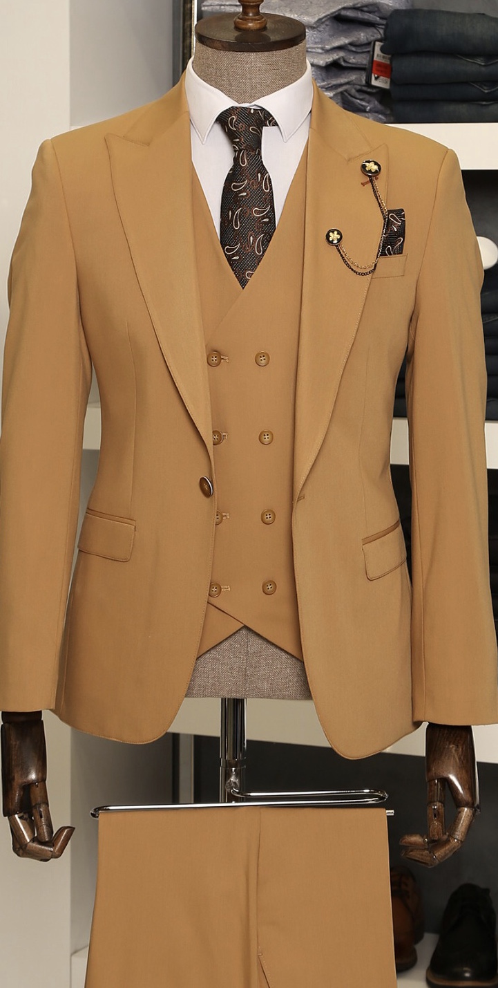 Men's Caramel Slimcut 3 piece suit The Store of Quality Fashion Items