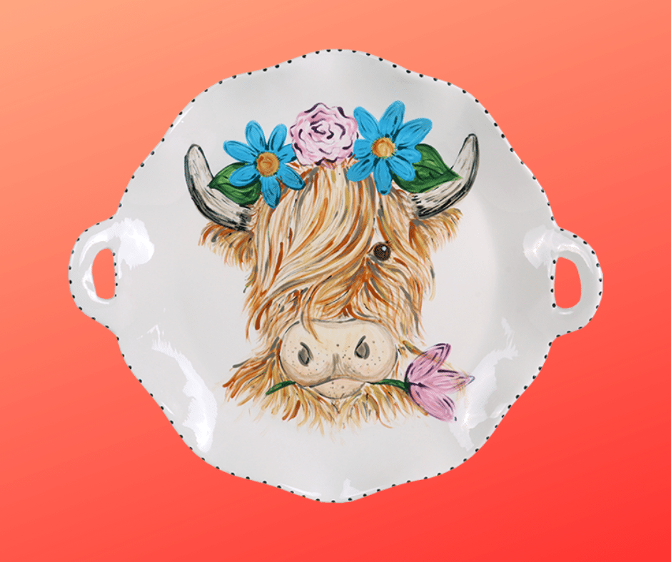 Highland Cow Plate Technique Class Art at the Bodega