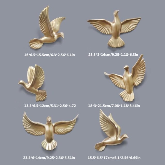 Royal Golden Birds 3D Wall Decor (set of 6) The Artifacts Gallery
