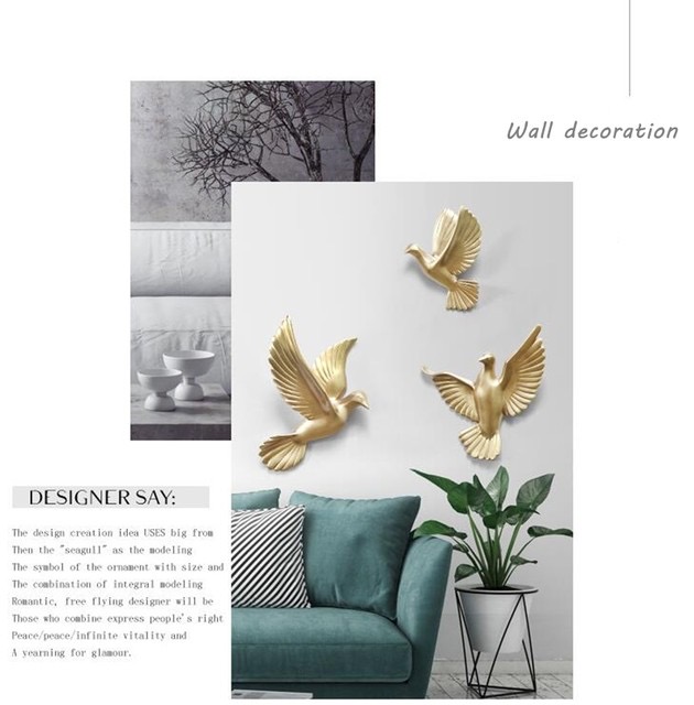 Royal Golden Birds 3D Wall Decor (set of 6) The Artifacts Gallery