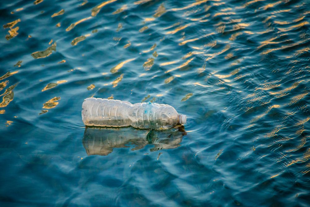 Floating plastic bottle The Atlantic Current
