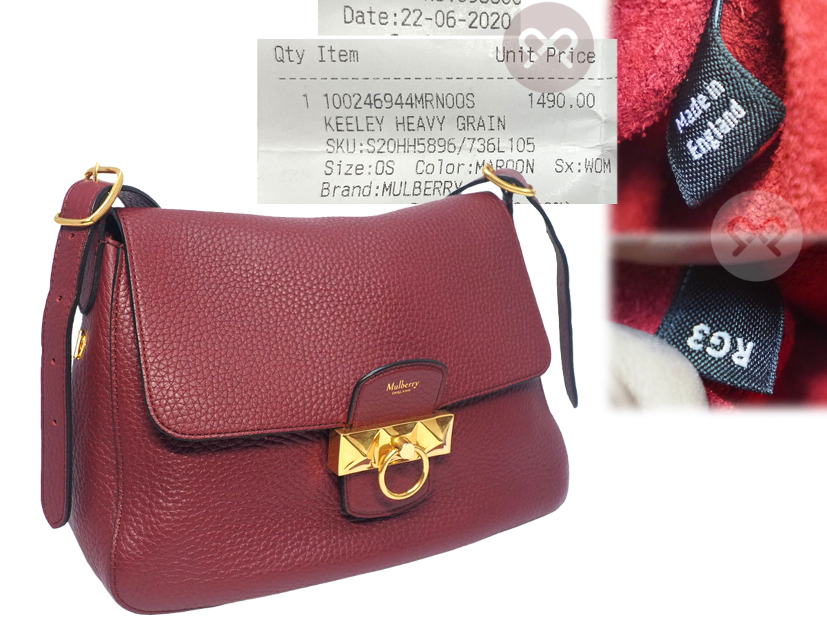 Mulberry Burgundy Red/ Maroon Keeley Heavy Grain Calf Shoulder Bag