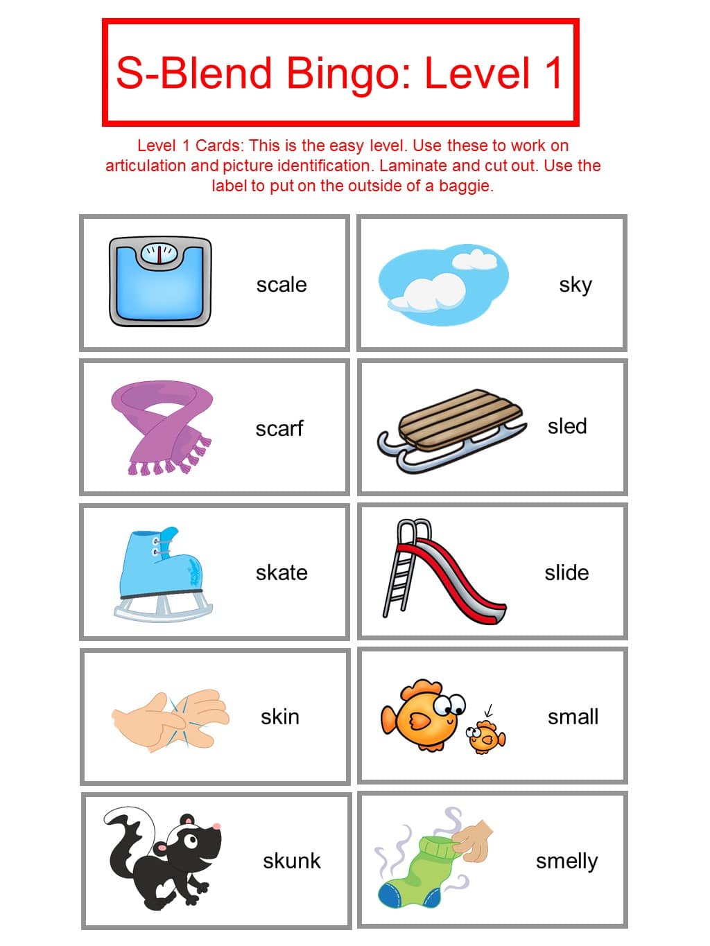 Arctic Bingo SBlend, RBlend, and LBlend Bingo! The Autism Helper