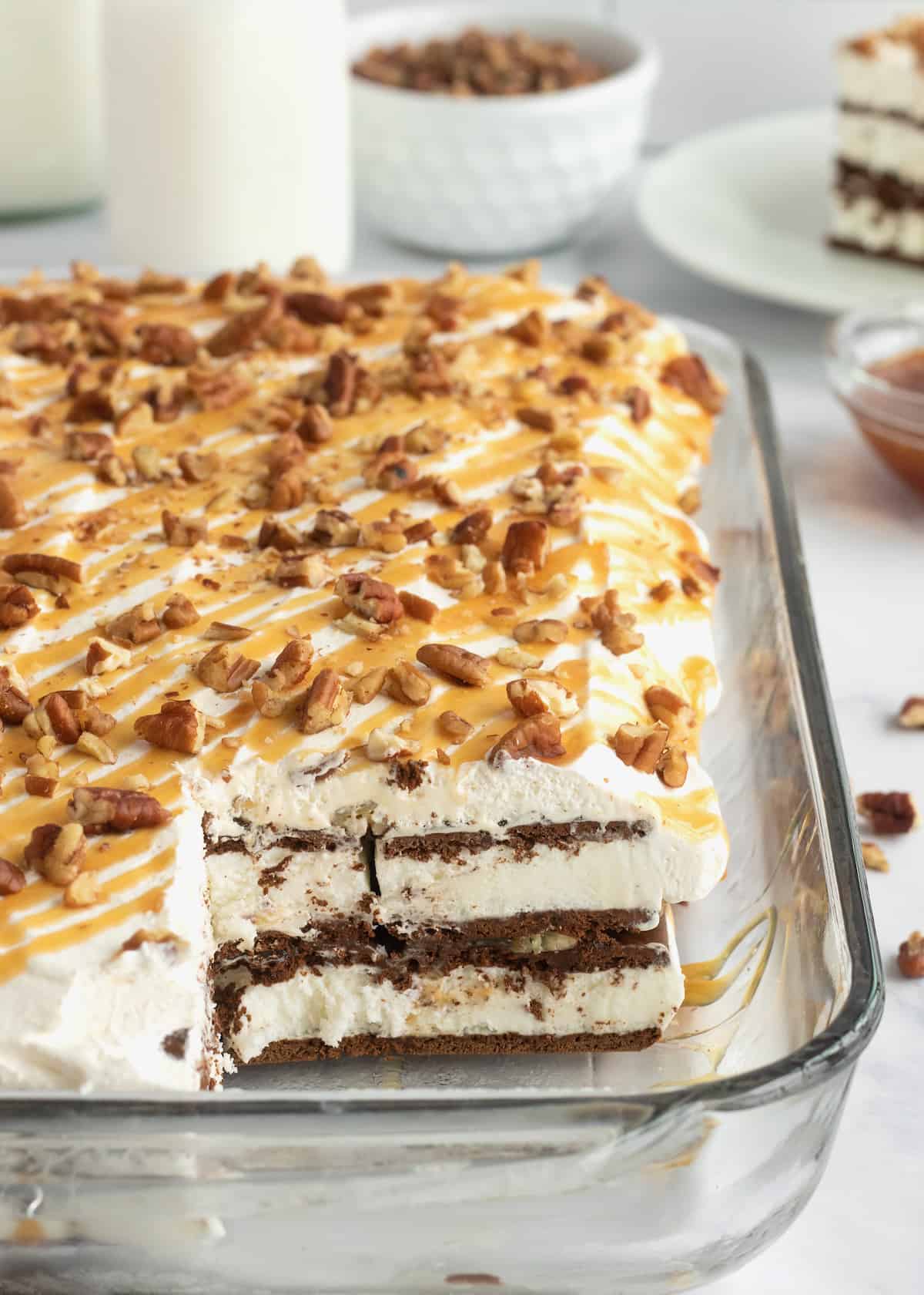 Caramel Pecan Ice Cream Sandwich Cake The BakerMama