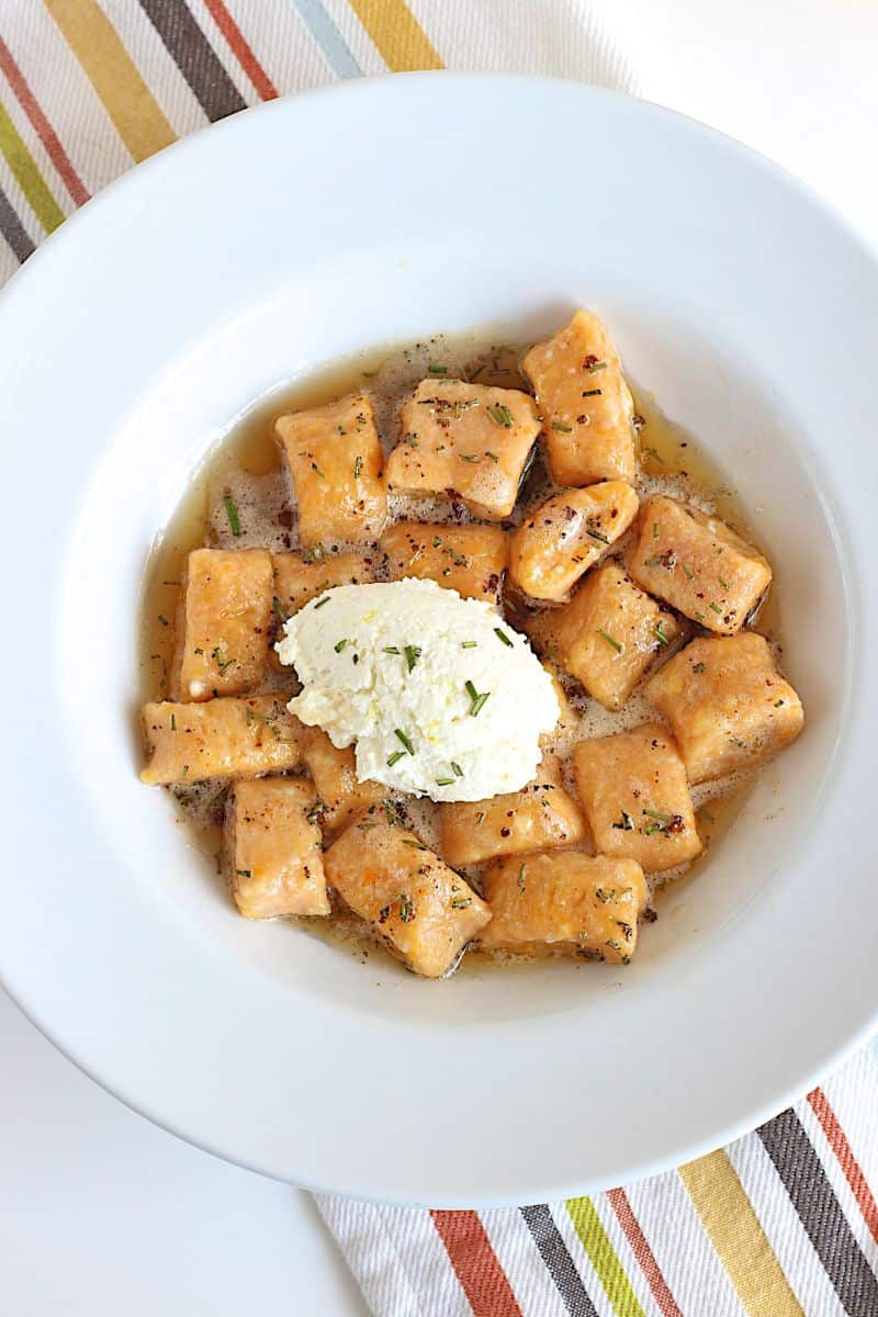 Sweet Potato Ricotta Gnocchi with Garlic Brown Butter Herb Sauce The BakerMama