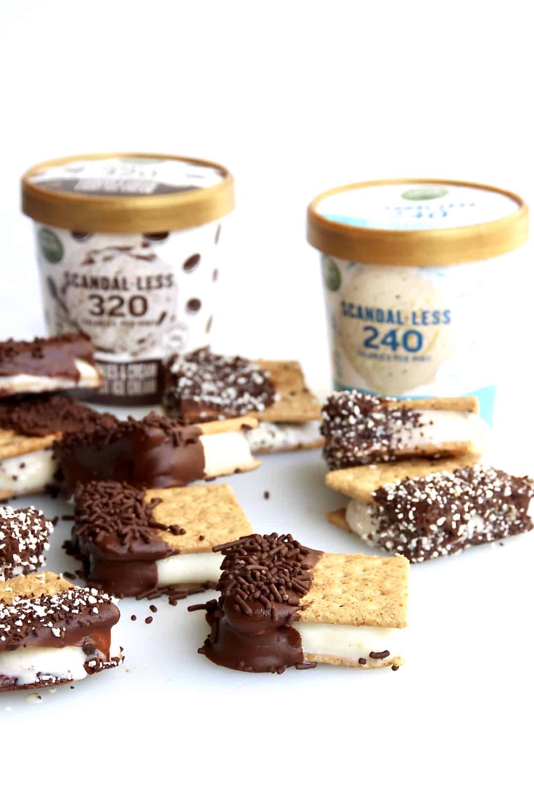 ChocolateDipped Graham Cracker Ice Cream Sandwiches The BakerMama