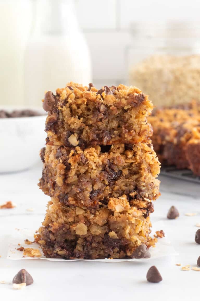 Peanut Butter Oatmeal Chocolate Chip Banana Bread Bars The BakerMama