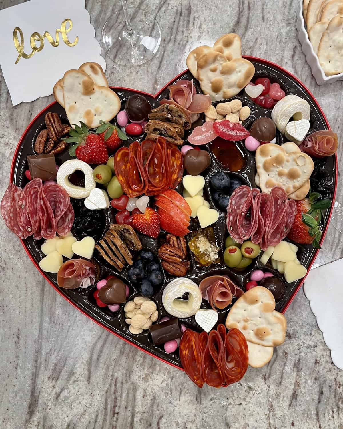 Cheese and Charcuterie Heart Box The BakerMama