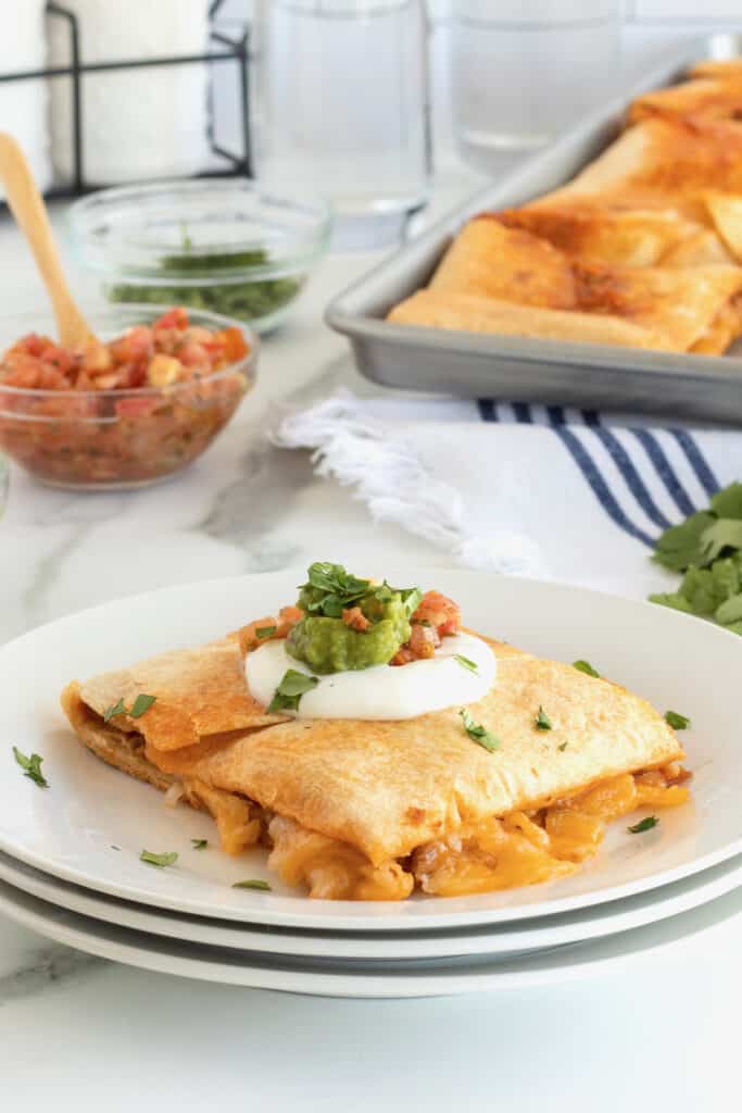 Beef and Bean Sheet Pan Quesadilla The BakerMama