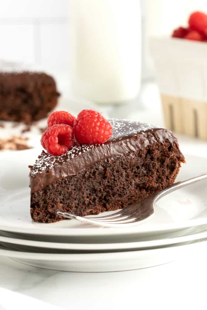 Flourless Chocolate Cake with Chocolate Ganache The BakerMama