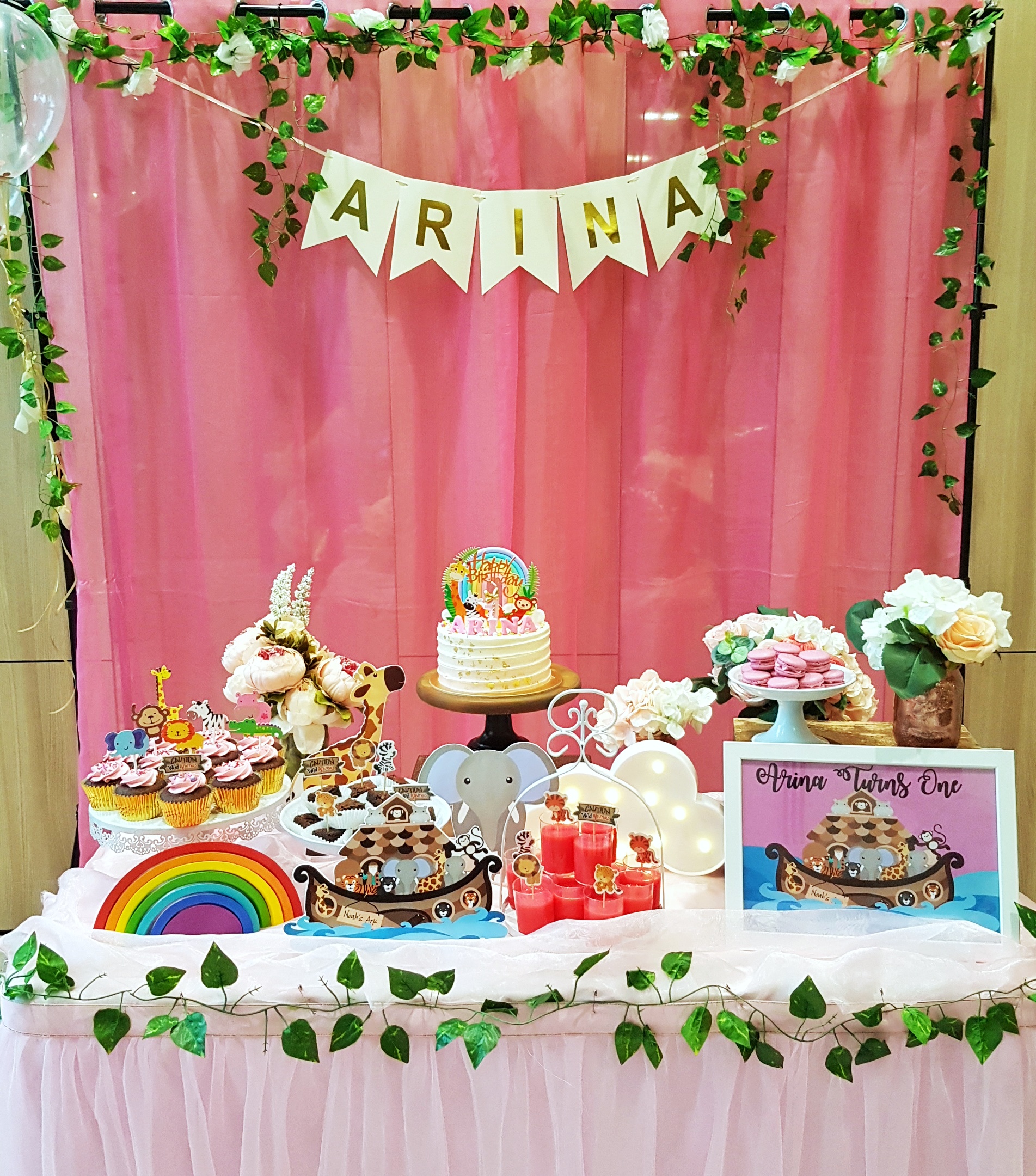 Noah's Ark Dessert Table for Baby Girl