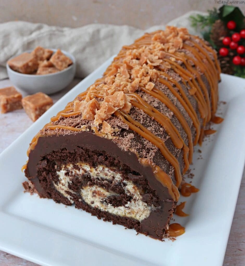 Chocolate, Salted Caramel & Chestnut Yule Log The Baking Explorer