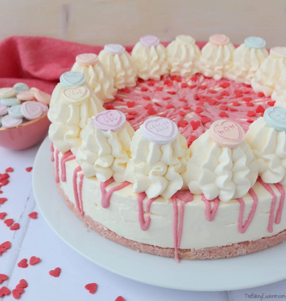 Love Heart Valentine's Day Cheesecake (No Bake) The Baking Explorer