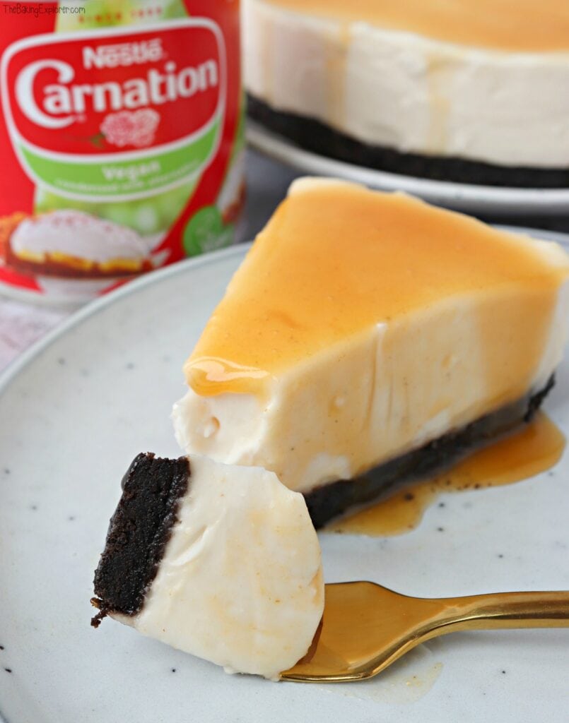 Vegan Vanilla Cheesecake with Salted Caramel Sauce The Baking Explorer