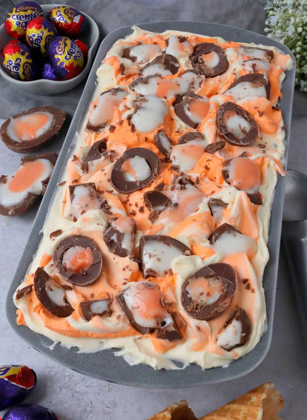 Creme Egg Ice Cream (No Churn) The Baking Explorer