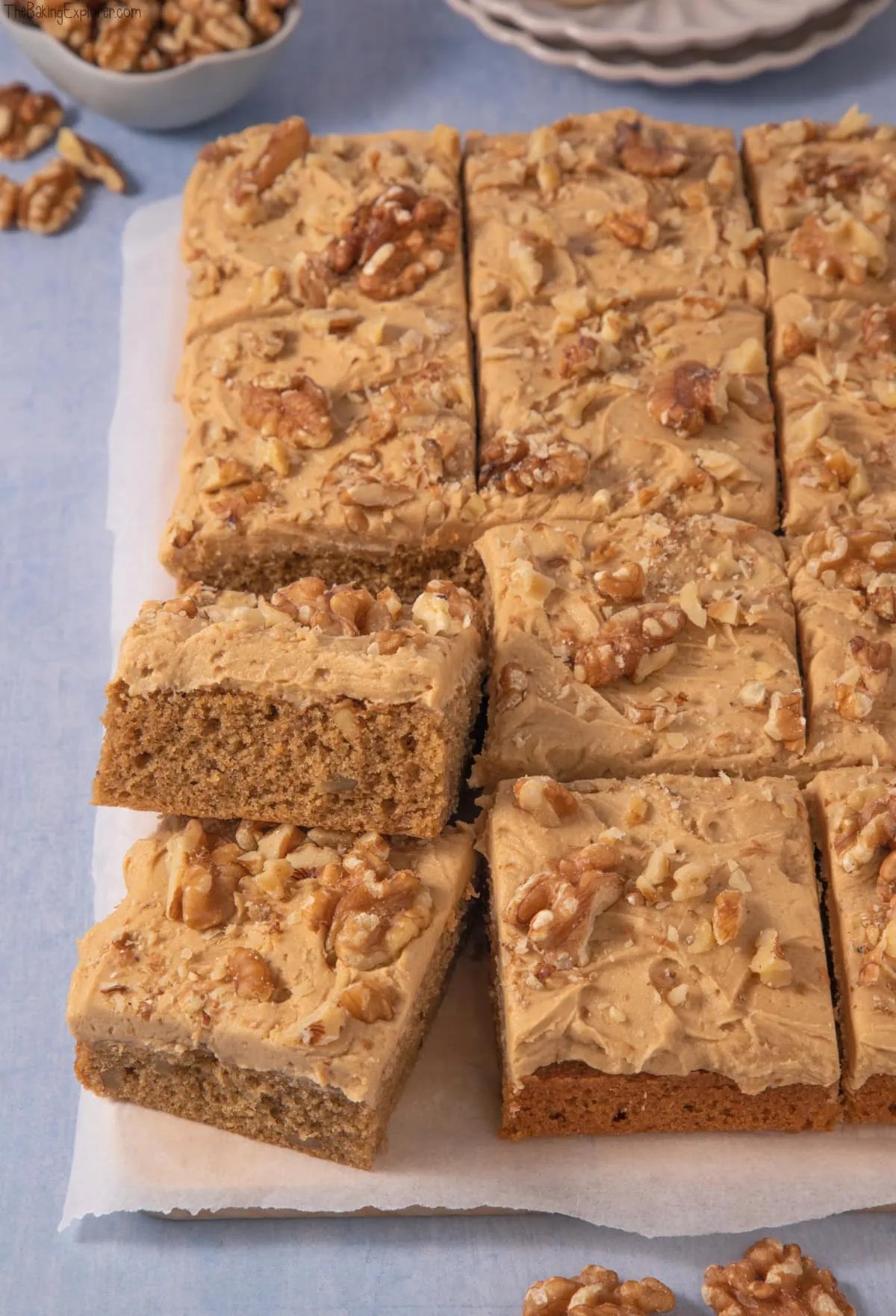 Coffee & Walnut Traybake Cake The Baking Explorer