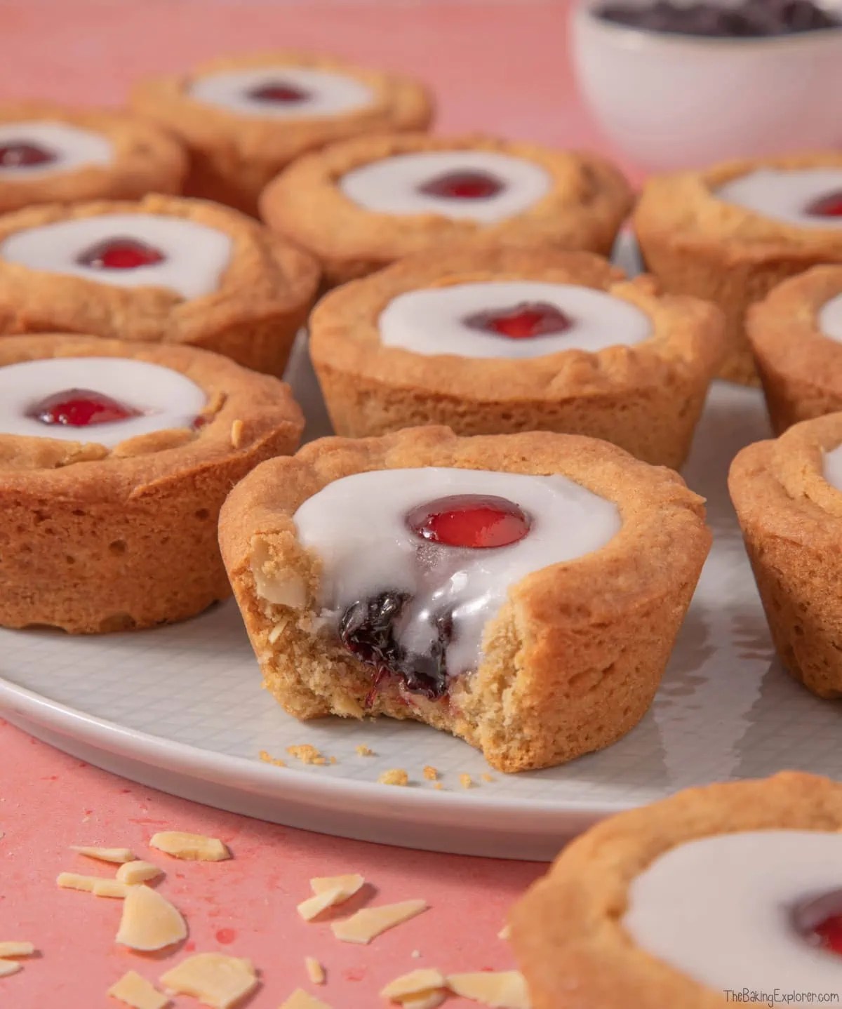 Cherry Bakewell Cookie Cups The Baking Explorer