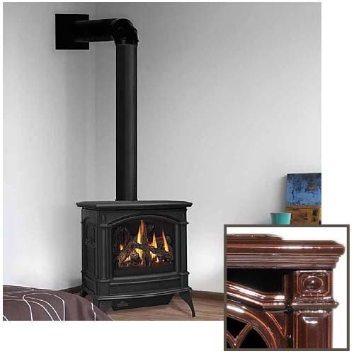 Direct Vent Cast Iron Stove Stove Finish Porcelain Majolica Brown