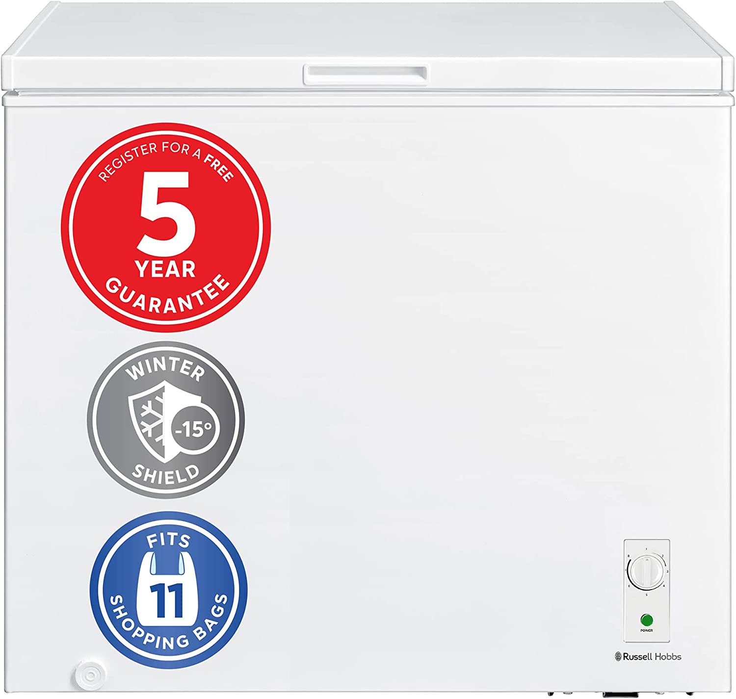 Russell Hobbs RH198CF3003 198L Freestanding White Chest Freezer with 5