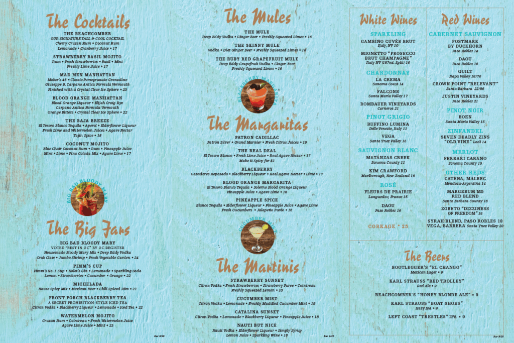 bootleggerbarmenu The at Crystal Cove