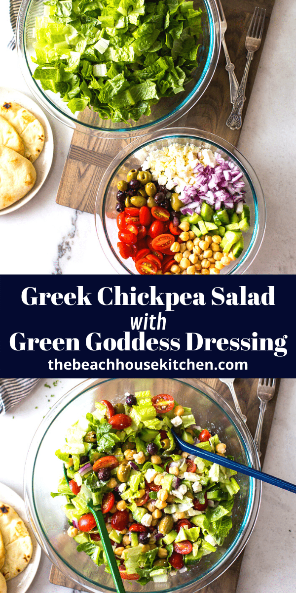 Greek Chickpea Salad with Green Goddess Dressing The Beach House Kitchen