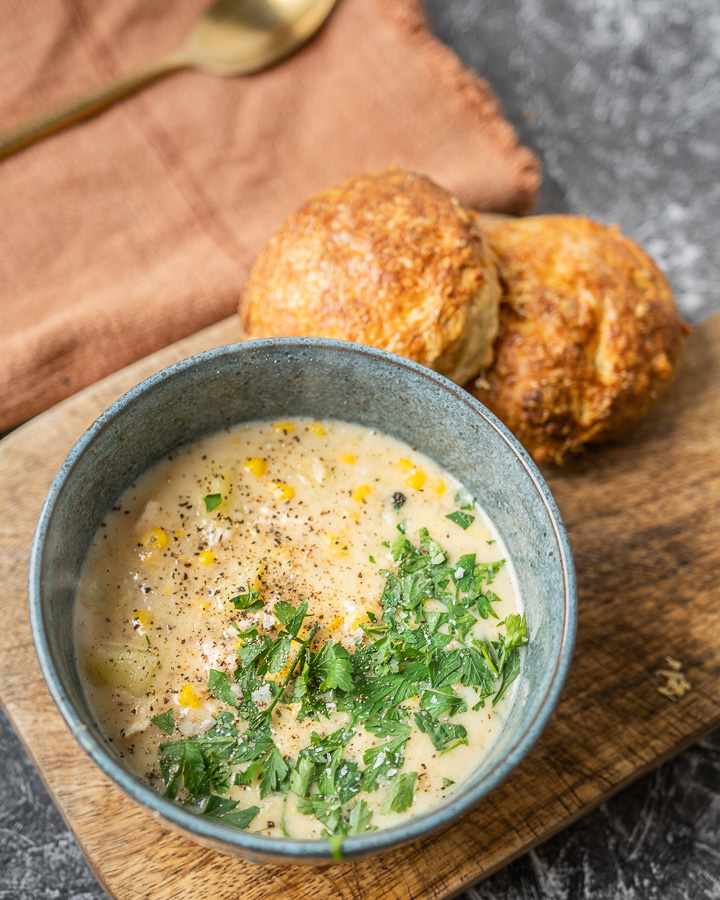 Chicken & Sweetcorn chowder The Bearded Mums cooking blog