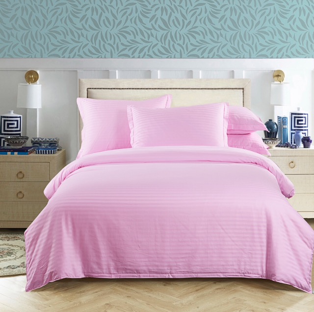 100 Cotton Sateen Stripe Pastel Pink The Bedsheet Factory