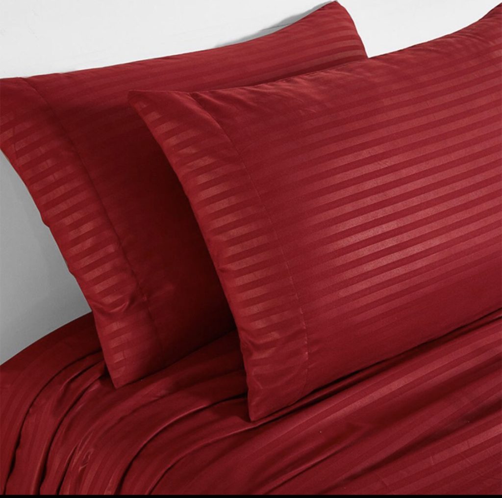 100 Cotton Sateen Stripe Regular Size (18″*27″) Red The Bedsheet