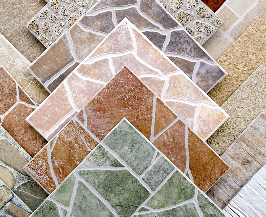 Samples of a colorful ceramic tile closeup - The Best Granite & Quartz