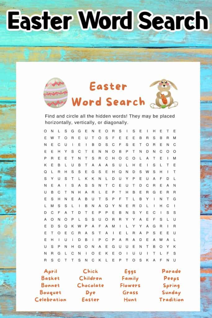 Easter Word Search Printable • The Best Kids Crafts and Activities