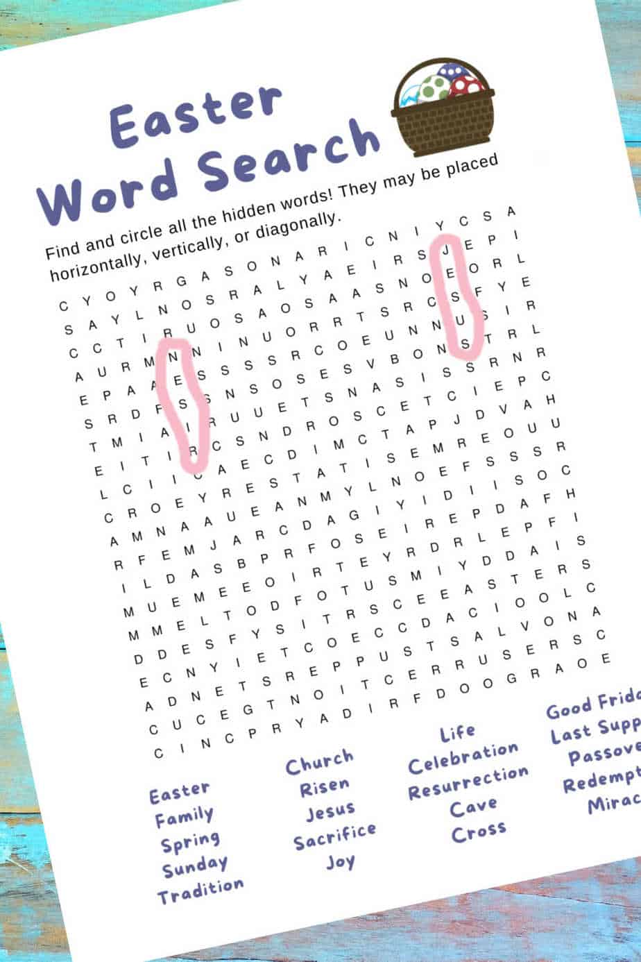 Religious Easter Word Search Printable