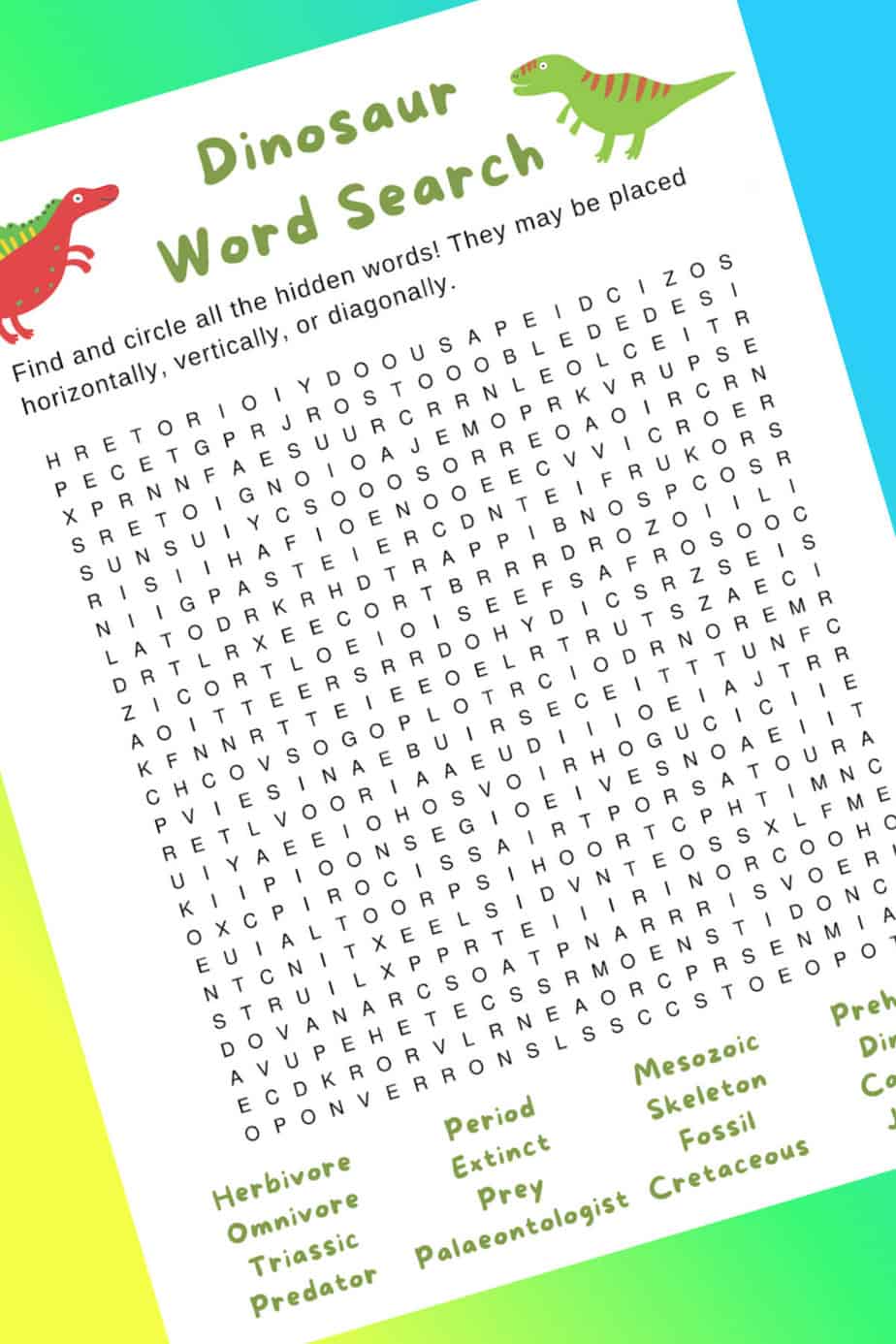 Dinosaur Word Search Printable