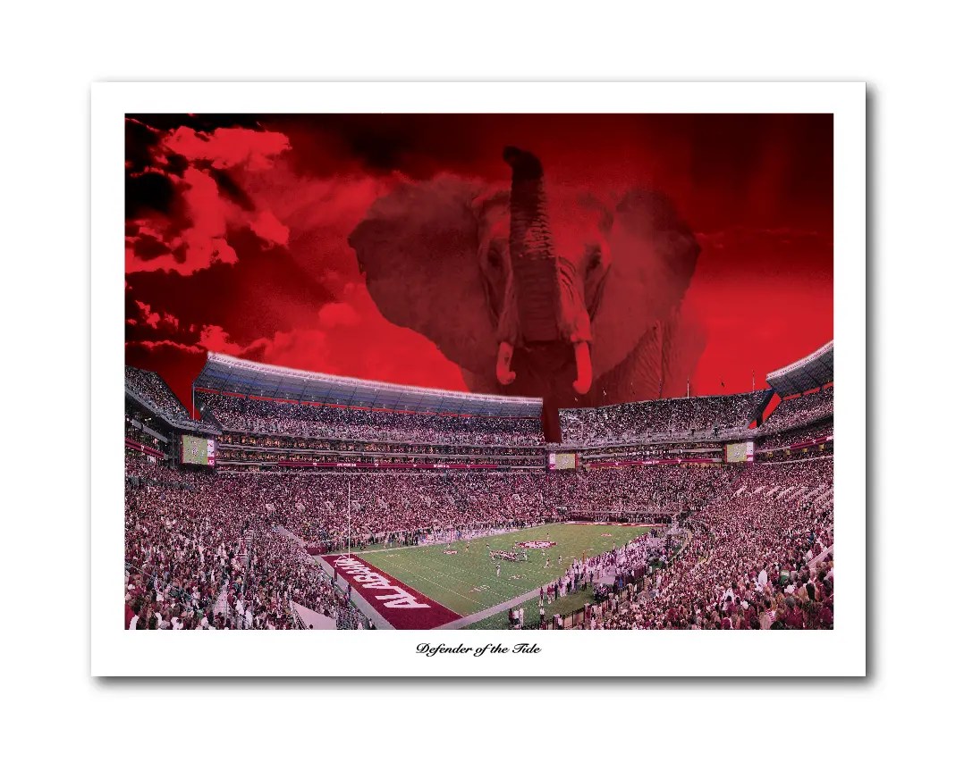 Defender of the Tide Bryant Denny Stadium Elephant Print The Beveled Edge