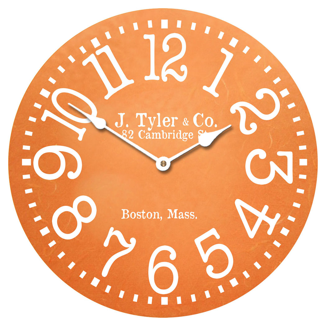 Tangerine Clock Large Orange Wall Clock The Big Clock Store