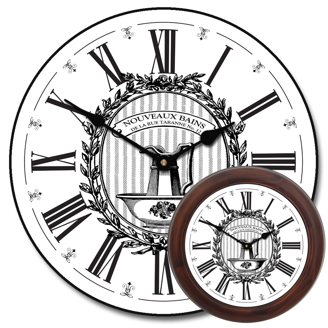 Decorative Bathroom Wall Clocks Black And White Wall Clock
