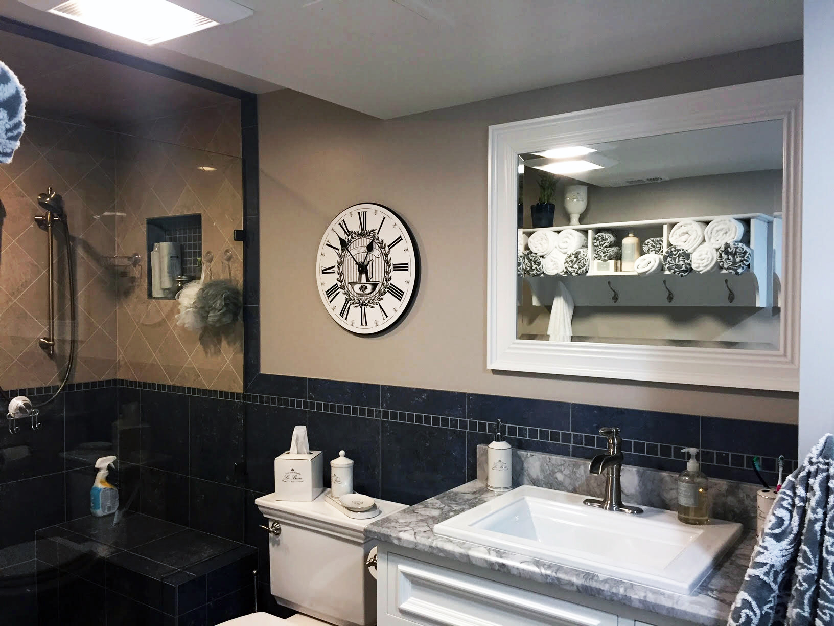 Decorative Bathroom Wall Clocks Black And White Wall Clock