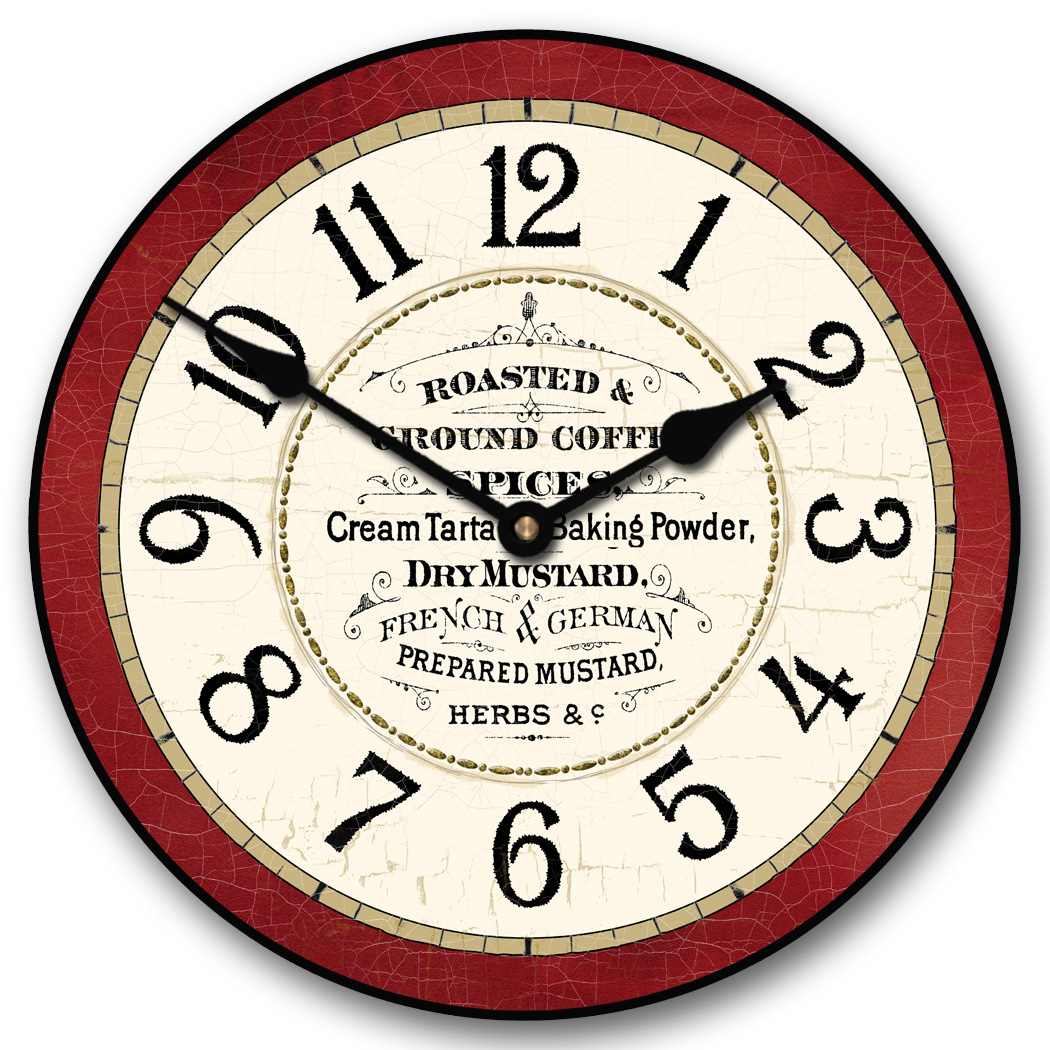 Red Kitchen Wall Clock Vintage Kitchen Clock