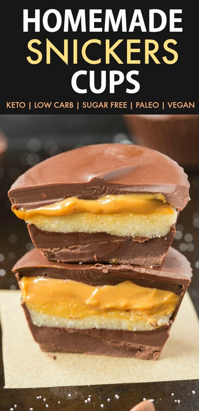 Homemade Paleo Vegan Snickers Cups (Keto, Sugar Free)
