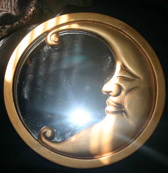 Vintage Wiccan Gold Man in the Moon Wall Mirror