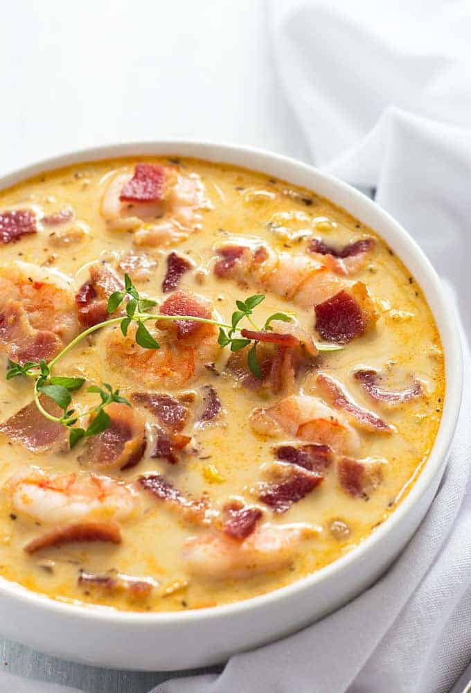 Bacon, Shrimp and Corn Chowder The Blond Cook