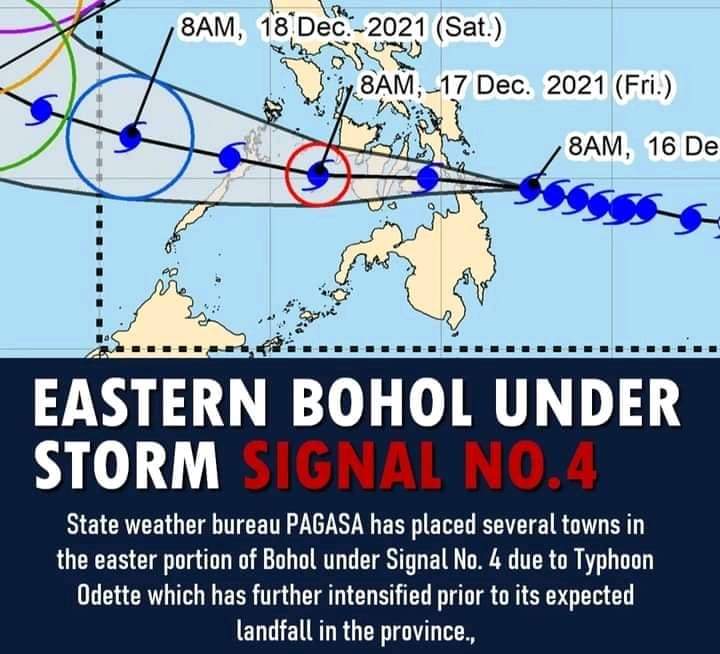 Parts of Bohol are placed under signal no. 4 Bohol Tribune