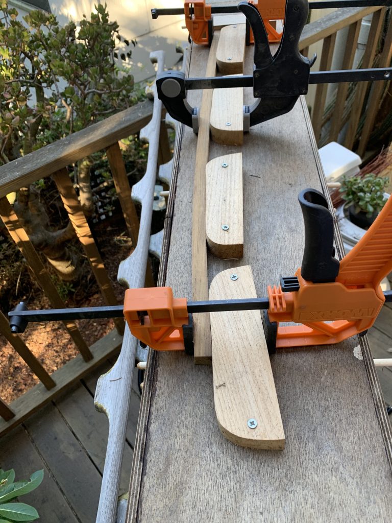 Steam bending misc. teak trim "Bold Flight"